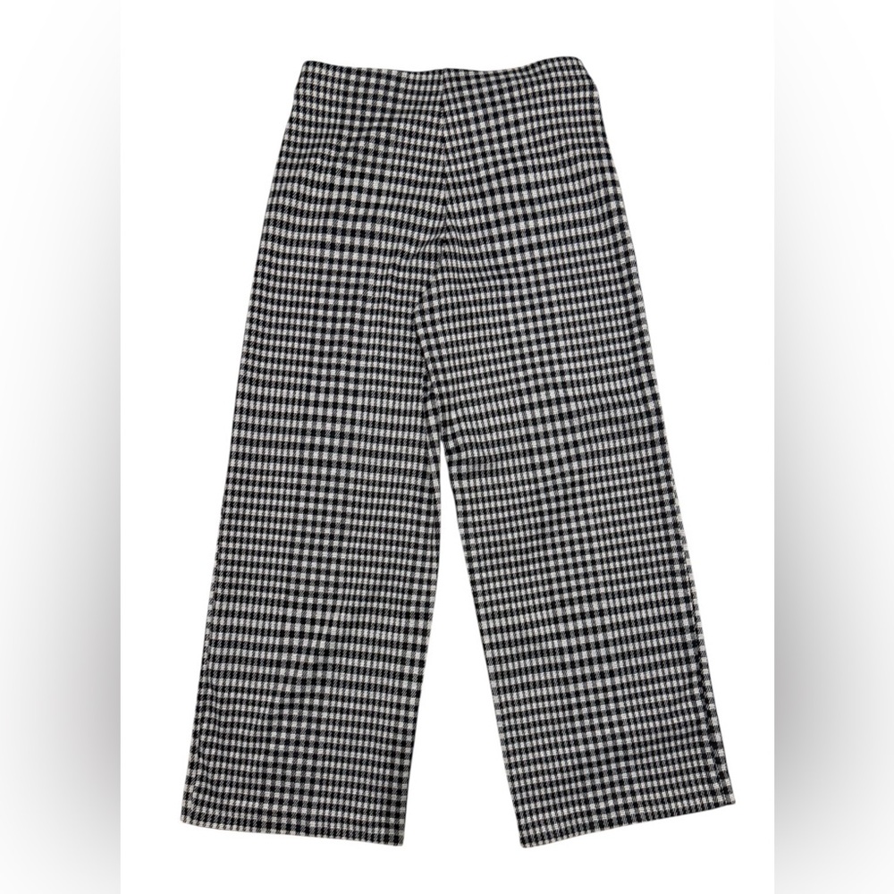 Wide-Leg Houndstooth Pants Black & White Pull On Pant Trousers preppy career, S - Picture 4 of 15